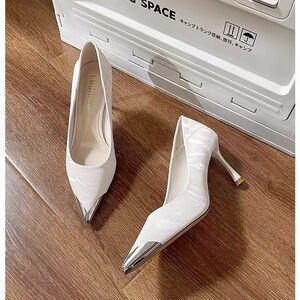 Elegant White and Silver Women's Heels